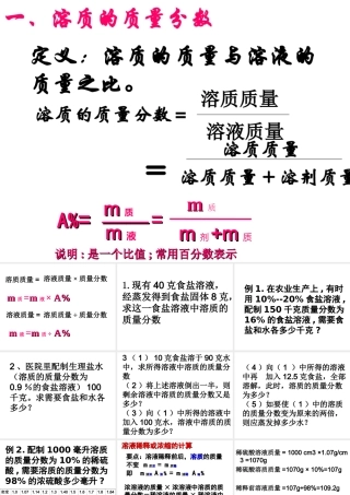 2014年八年级科学上册 第五节 物质的溶解——溶液的质量分数课件 浙教版