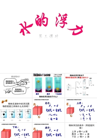 2014年八年级科学上册 水的浮力（第三课时）课件 浙教版