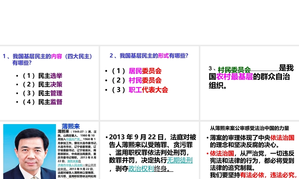 2014年秋九年级政治全册 第十二课 依法治国课件 教科版