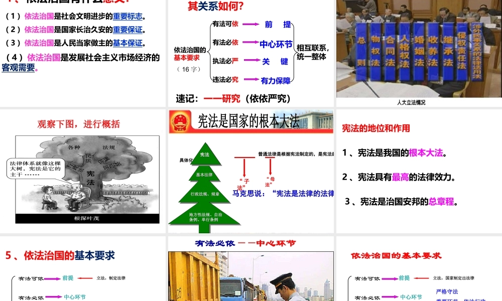 2014年秋九年级政治全册 第十二课 依法治国课件 教科版