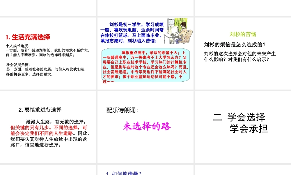 2014年秋九年级政治全册 第十课 第三框 未来道路我选择课件 新人教版