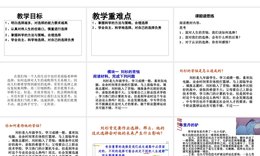 2014年秋九年级政治全册 第十课 第三框 未来道路我选择课件1 新人教版