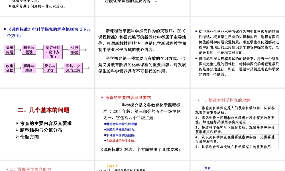 2014年初中化学 实验与科学探专题讲课稿课件