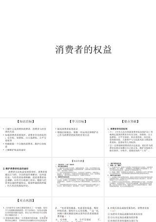 2014八年级政治下册 消费者的权益对点助学课件 新人教版