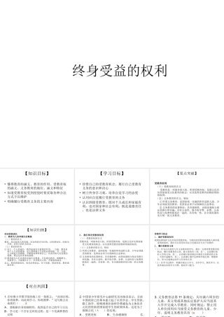 2014八年级政治下册 终身受益的权利对点助学课件 新人教版