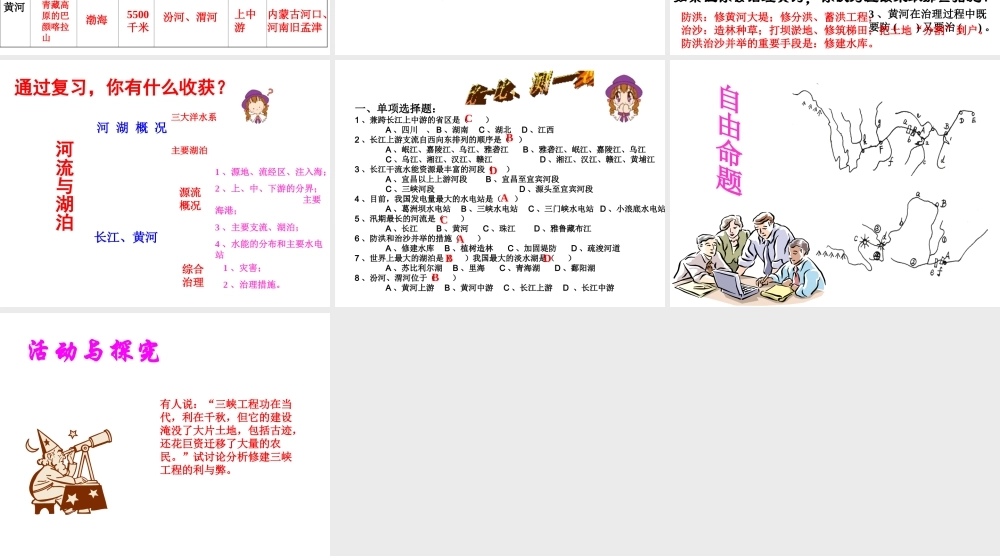 2014-2015学年八年级地理上册 第二章 第三节 中国的河流复习课件 （新版）湘教版