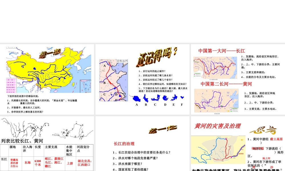 2014-2015学年八年级地理上册 第二章 第三节 中国的河流复习课件 湘教版