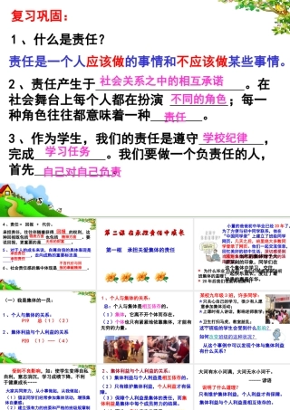 2014年秋九年级政治全册 第一单元 第二课 第一框 承担关爱集体的责任课件2 新人教版