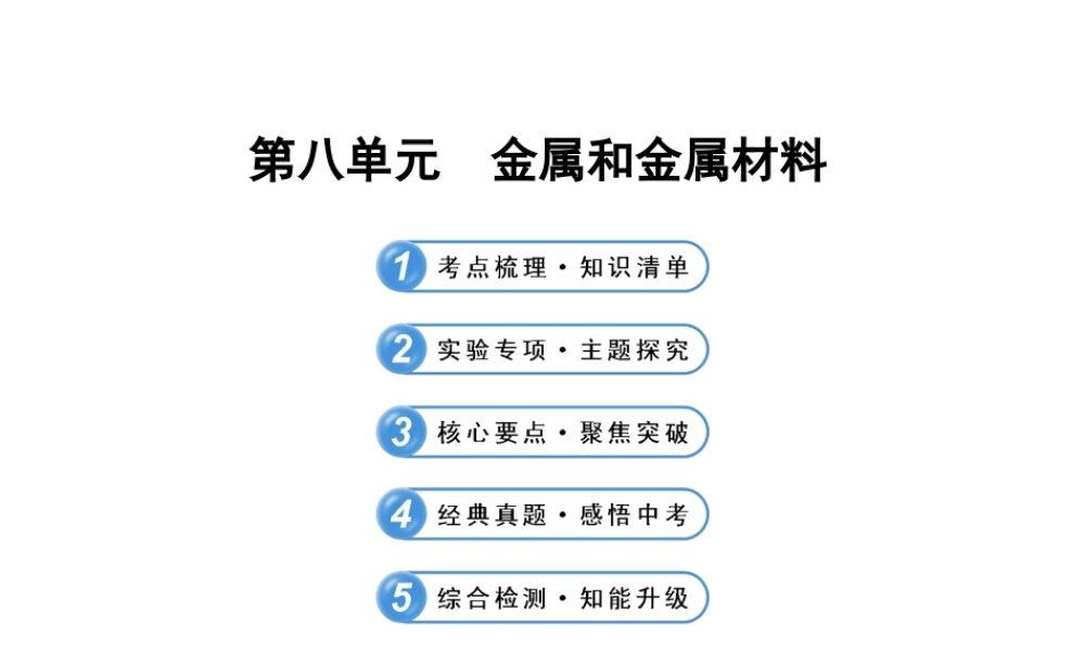 2014届中考化学一轮复习 第八单元《金属和金属材料》（考点梳理+核心要点+经典真题+综合检测）课件 新人教版