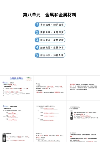 2014届中考化学一轮复习 第八单元《金属和金属材料》（考点梳理+核心要点+经典真题+综合检测）课件 新人教版