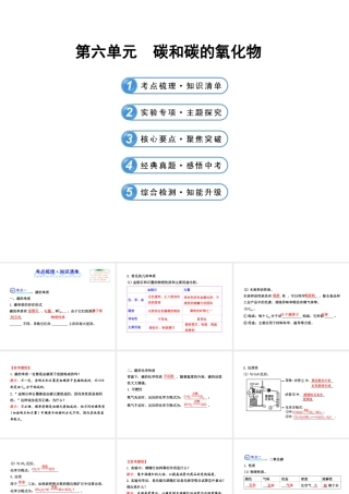 2014届中考化学一轮复习 第六单元《碳和碳的氧化物》（考点梳理+核心要点+经典真题+综合检测）课件 新人教版