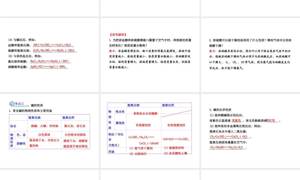 2014届中考化学一轮复习 第十单元《酸和碱》（考点梳理+核心要点+经典真题+综合检测）课件 新人教版