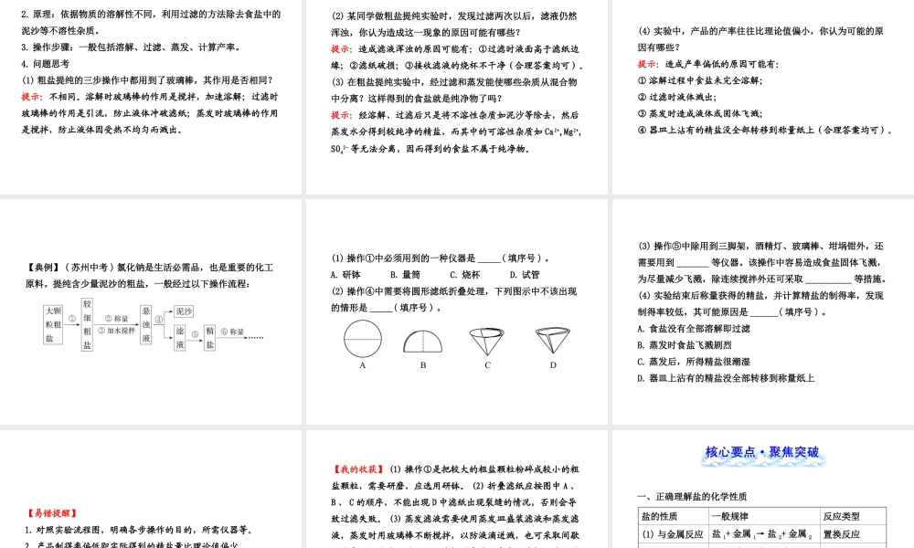 2014届中考化学一轮复习 第十一单元《盐 化肥》（考点梳理+核心要点+经典真题+综合检测）课件 新人教版