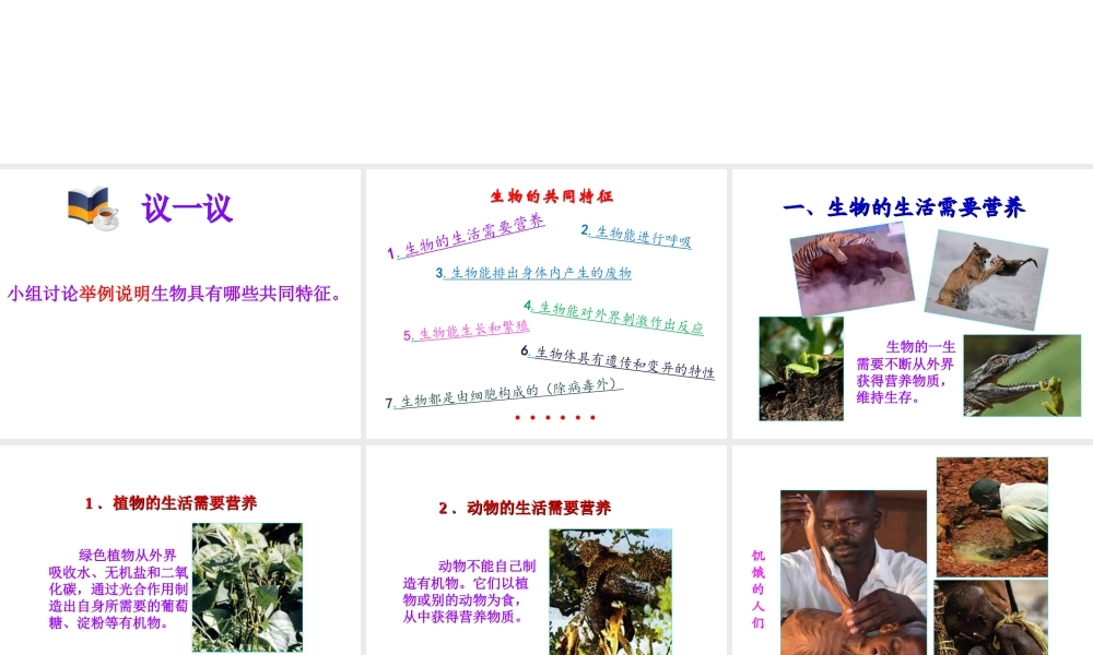 2014年秋七年级生物上册 1.1 生物的特征课件 （新版）新人教版