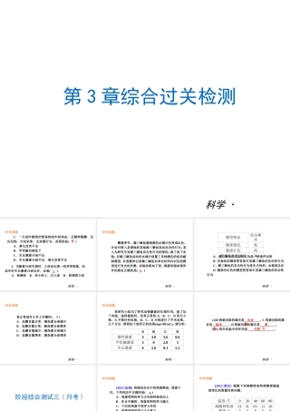 2014届中考科学复习练习 八上 第3章 生命活动的调节（章内阶段过关+综合过关检测针对训练+阶段综合测试一针对训练）课件 浙教版