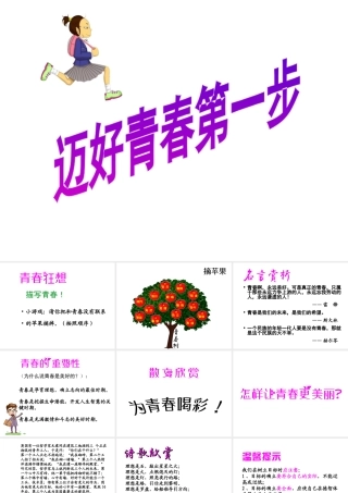 2014年秋七年级政治上册 第一单元 第2课 第2框 迈好青春第一步课件 鲁教版