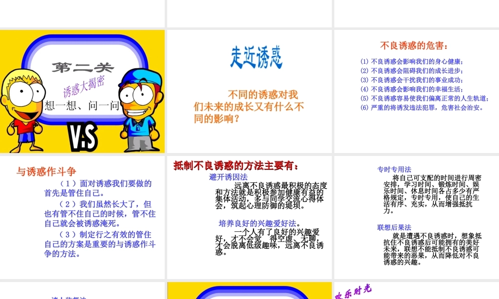 2014年秋七年级政治上册 第一单元 第2课 第二框 与诱惑作斗争课件 人民版