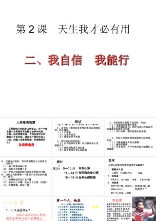 2014年秋七年级政治上册 第一单元 第二课 第2框 我自信 我能行！课件 （新版）苏教版