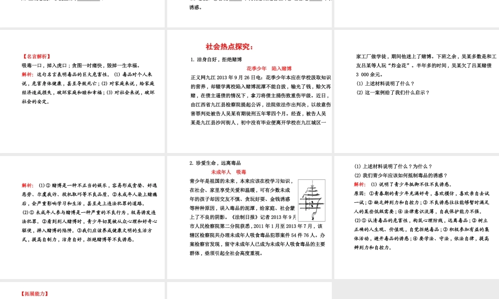2014-2015学年度八年级政治上册 第八课 第一框 危险的诱惑课件 教科版