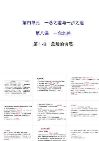 2014-2015学年度八年级政治上册 第八课 第一框 危险的诱惑课件 教科版