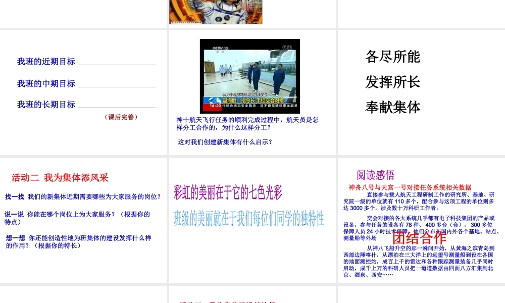 2014年秋七年级政治上册 第一课 第2框 创建新集体课件1 新人教版