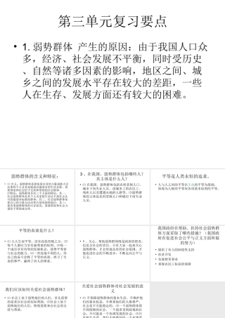 2014-2015学年九年级政治全册 第三单元 同在阳光下复习要点课件 教科版