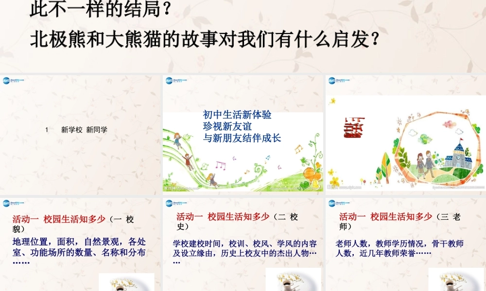 2014年秋七年级政治上册 第一课 第一框 新学校，新同学课件1 新人教版