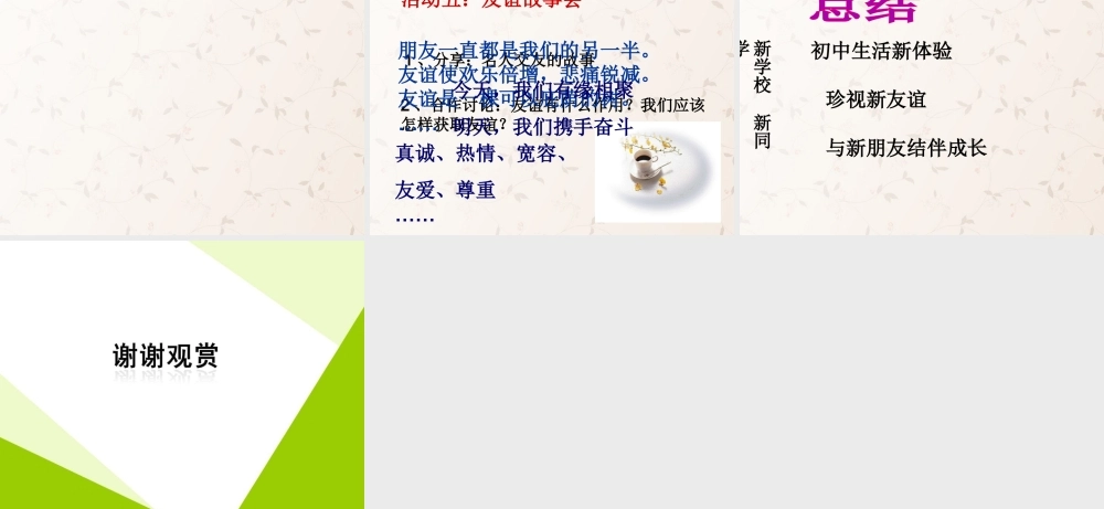 2014年秋七年级政治上册 第一课 第一框 新学校，新同学课件1 新人教版