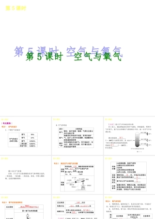 2014年中考化学一轮复习 第5课时 空气与氧气（查漏补缺+专题专练）课件 鲁教版
