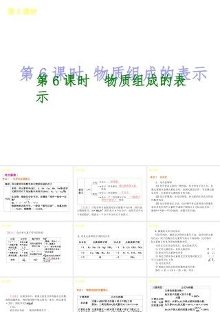 2014年中考化学一轮复习 第6课时 物质组成的表示 （查漏补缺+专题专练）课件 鲁教版