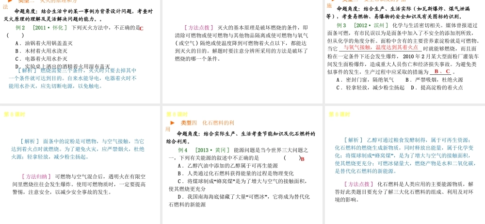 2014年中考化学一轮复习 第8课时 燃料的燃烧（查漏补缺+专题专练）课件 鲁教版