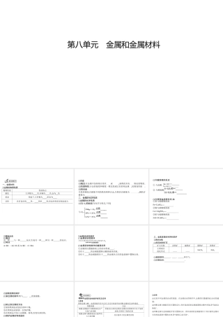 2014九年级化学下册 第八单元 金属和金属材料（基础整合+考点聚焦）同步课件 新人教版