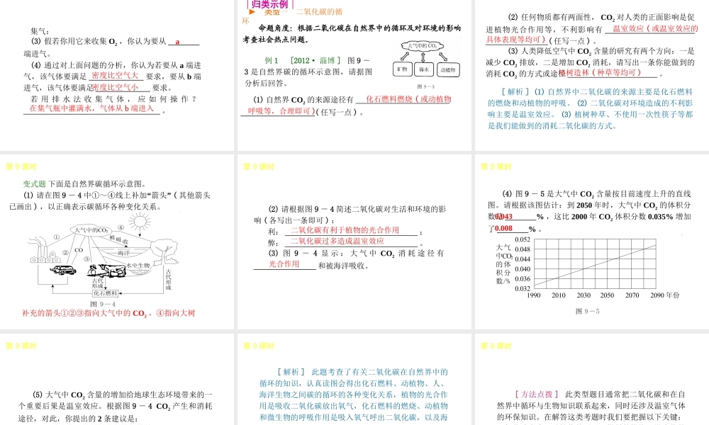 2014年中考化学一轮复习 第9课时 大自然中的二氧化碳（查漏补缺+专题专练）课件 鲁教版