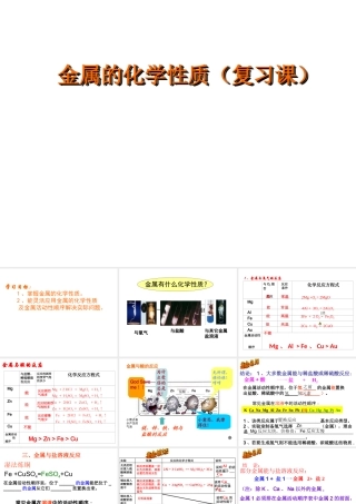 2014九年级化学下册 第九单元 金属 第二节 金属的化学性质复习课件 鲁教版