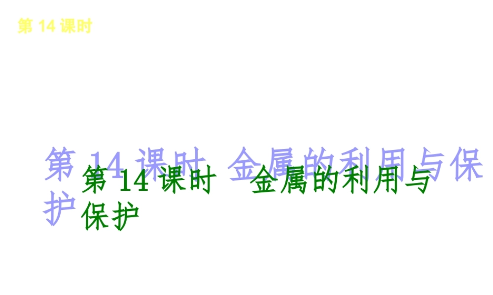 2014年中考化学一轮复习 第14课时 金属的利用与保护（查漏补缺+专题专练）课件 鲁教版