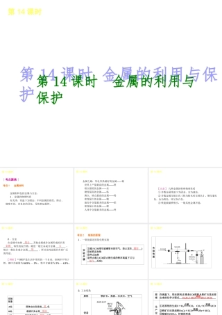 2014年中考化学一轮复习 第14课时 金属的利用与保护（查漏补缺+专题专练）课件 鲁教版