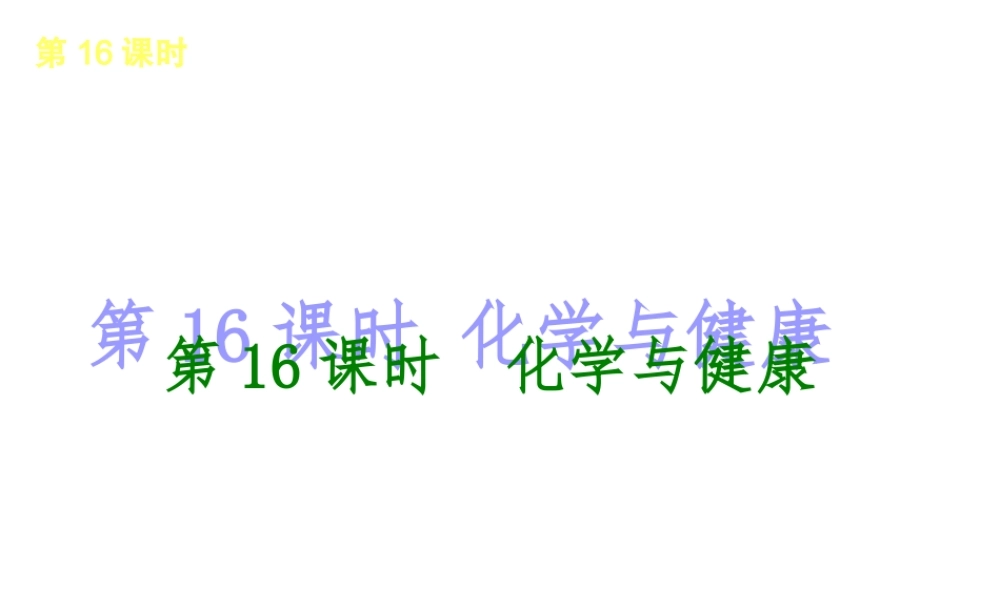 2014年中考化学一轮复习 第16课时 化学与健康（查漏补缺+专题专练）课件 鲁教版