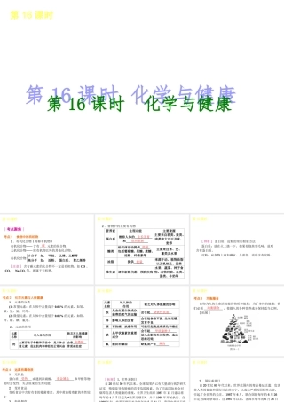 2014年中考化学一轮复习 第16课时 化学与健康（查漏补缺+专题专练）课件 鲁教版