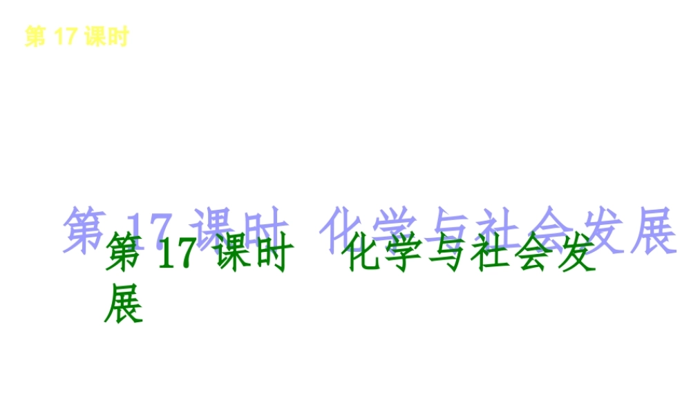 2014年中考化学一轮复习 第17课时 化学与社会发展（查漏补缺+专题专练）课件 鲁教版