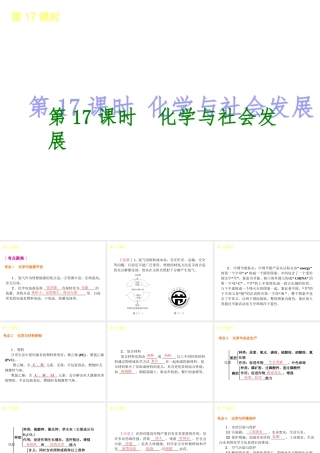 2014年中考化学一轮复习 第17课时 化学与社会发展（查漏补缺+专题专练）课件 鲁教版