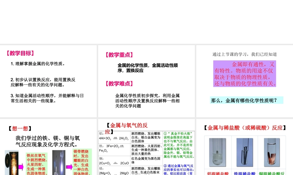 2014九年级化学下册 第六章 金属 6.2 金属的化学性质课件 （新版）粤教版