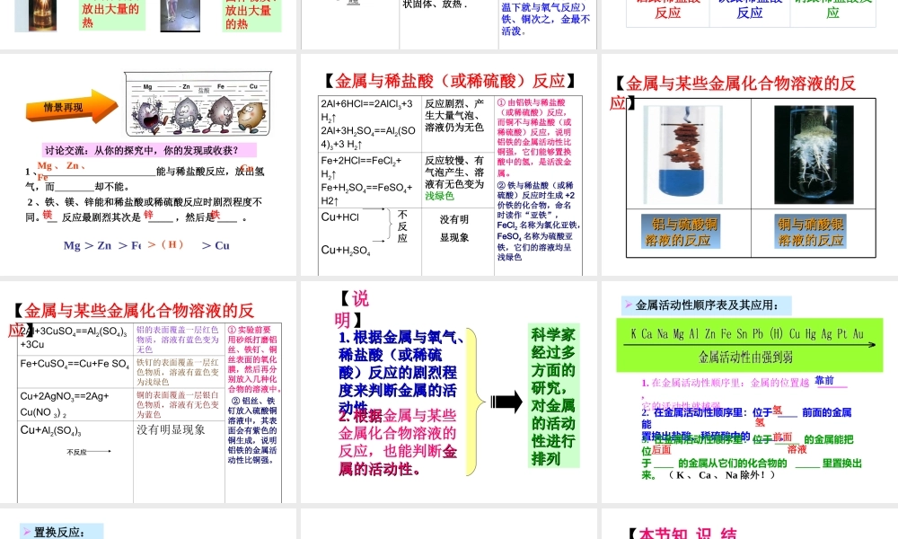 2014九年级化学下册 第六章 金属 6.2 金属的化学性质课件 （新版）粤教版