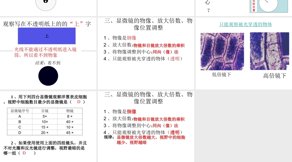 2014年秋七年级生物上册 显微镜的构造和使用课件 新人教版