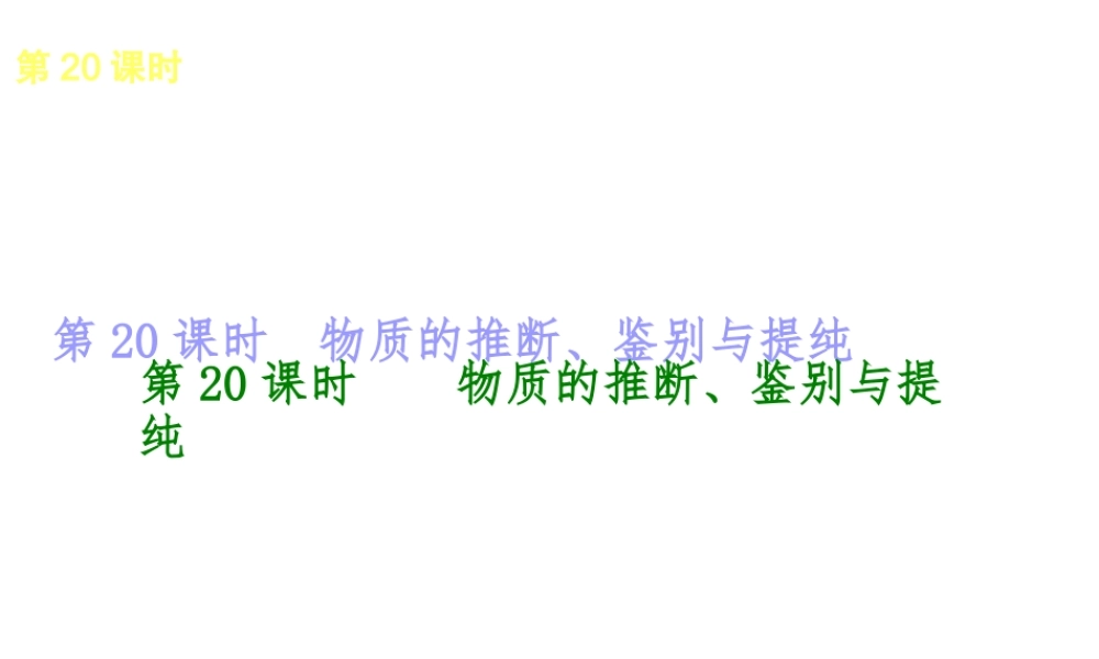 2014年中考化学一轮复习 第20课时 物质的推断、鉴别与提纯（查漏补缺+专题专练）课件 鲁教版