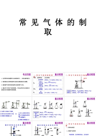 2014年中考化学专题复习 常见气体的制取课件