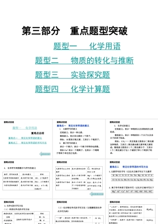 2014年中考化学总复习 考点清单 第三部分 重点题型突破课件
