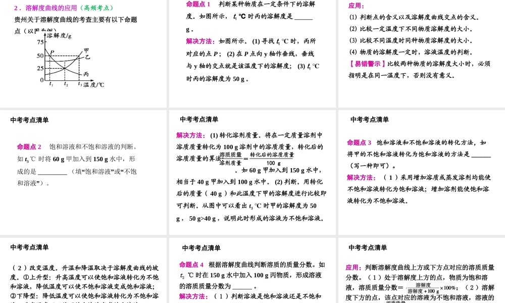 2014年中考化学总复习 考点清单 第一部分 基础知识讲解 第九单元 溶液课件