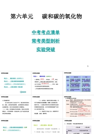 2014年中考化学总复习 考点清单 第一部分 基础知识讲解 第六单元 碳和碳的氧化物课件
