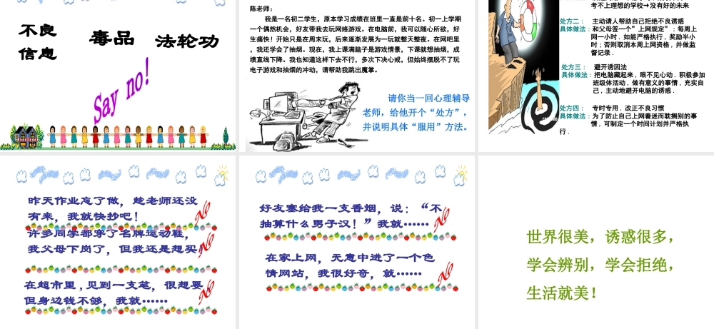 2014年秋七年级政治上册 第八课 第二框 对不良诱惑说不课件 新人教版