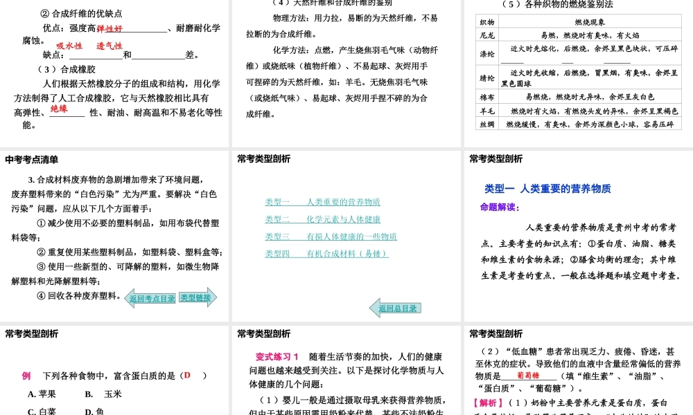 2014年中考化学总复习 考点清单 第一部分 基础知识讲解 第十二单元 化学与生活课件